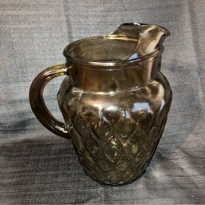 Anchor Hocking Glass MADRID Spicy Brown Pitcher 82 oz Ice Lip Diamond Textured